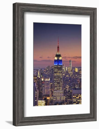 Usa, New York, Manhattan, Top of the Rock Observatory, Midtown Manhattan and Empire State Building-Michele Falzone-Framed Photographic Print