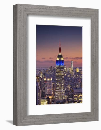 Usa, New York, Manhattan, Top of the Rock Observatory, Midtown Manhattan and Empire State Building-Michele Falzone-Framed Photographic Print