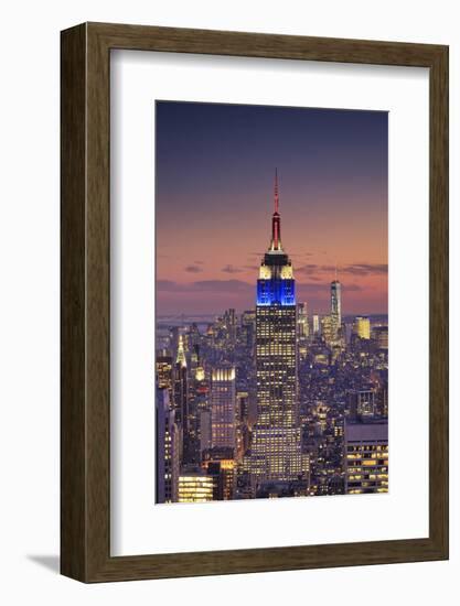 Usa, New York, Manhattan, Top of the Rock Observatory, Midtown Manhattan and Empire State Building-Michele Falzone-Framed Photographic Print