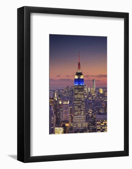 Usa, New York, Manhattan, Top of the Rock Observatory, Midtown Manhattan and Empire State Building-Michele Falzone-Framed Photographic Print