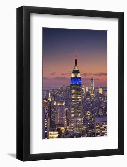 Usa, New York, Manhattan, Top of the Rock Observatory, Midtown Manhattan and Empire State Building-Michele Falzone-Framed Photographic Print