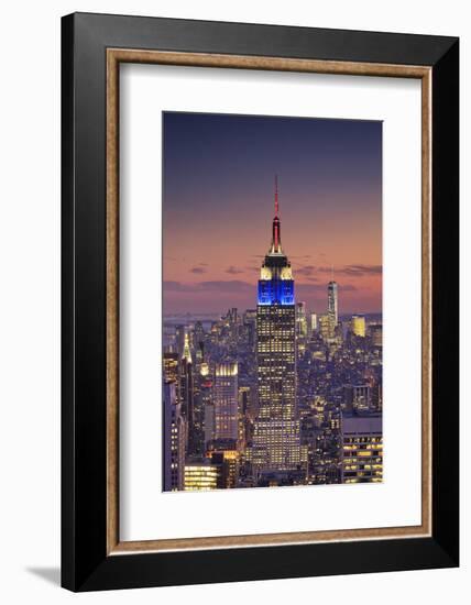 Usa, New York, Manhattan, Top of the Rock Observatory, Midtown Manhattan and Empire State Building-Michele Falzone-Framed Photographic Print