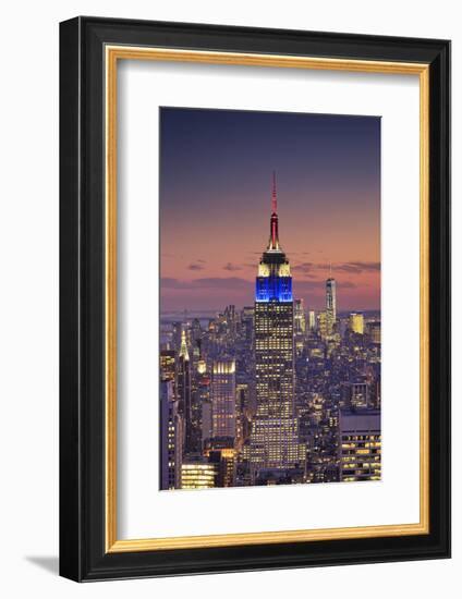 Usa, New York, Manhattan, Top of the Rock Observatory, Midtown Manhattan and Empire State Building-Michele Falzone-Framed Photographic Print