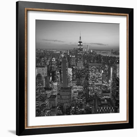 Usa, New York, Manhattan, Top of the Rock Observatory, Midtown Manhattan and Empire State Building-Michele Falzone-Framed Photographic Print