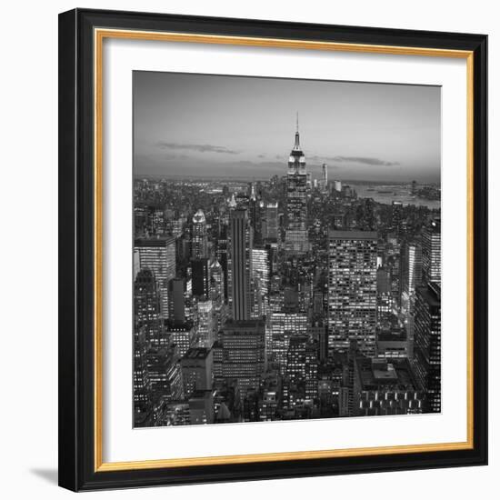 Usa, New York, Manhattan, Top of the Rock Observatory, Midtown Manhattan and Empire State Building-Michele Falzone-Framed Photographic Print