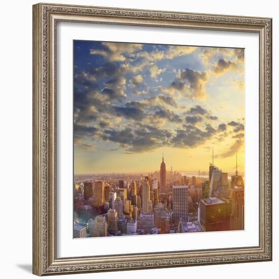 Usa, New York, Manhattan, Top of the Rock Observatory, Midtown Manhattan and Empire State Building-Michele Falzone-Framed Photographic Print