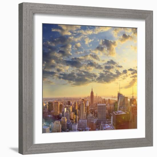 Usa, New York, Manhattan, Top of the Rock Observatory, Midtown Manhattan and Empire State Building-Michele Falzone-Framed Photographic Print