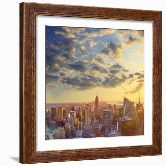 Usa, New York, Manhattan, Top of the Rock Observatory, Midtown Manhattan and Empire State Building-Michele Falzone-Framed Photographic Print