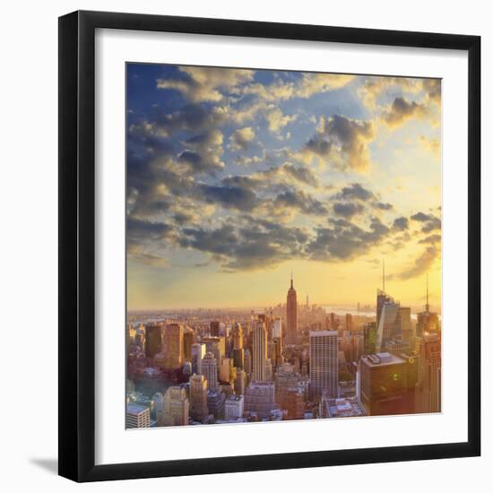 Usa, New York, Manhattan, Top of the Rock Observatory, Midtown Manhattan and Empire State Building-Michele Falzone-Framed Photographic Print