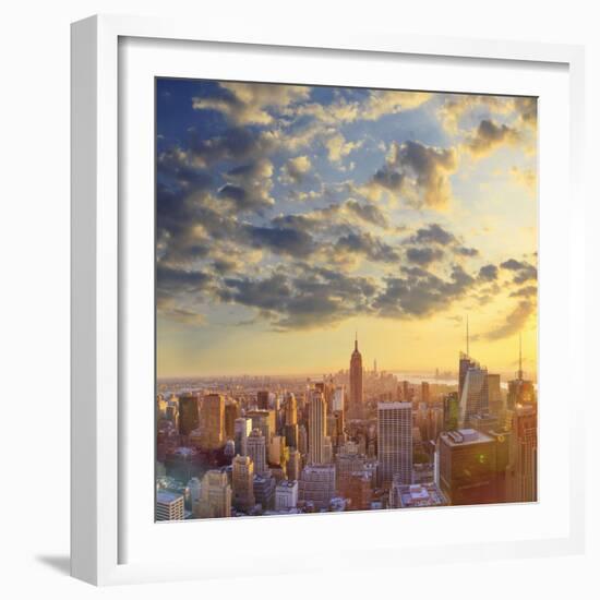 Usa, New York, Manhattan, Top of the Rock Observatory, Midtown Manhattan and Empire State Building-Michele Falzone-Framed Photographic Print