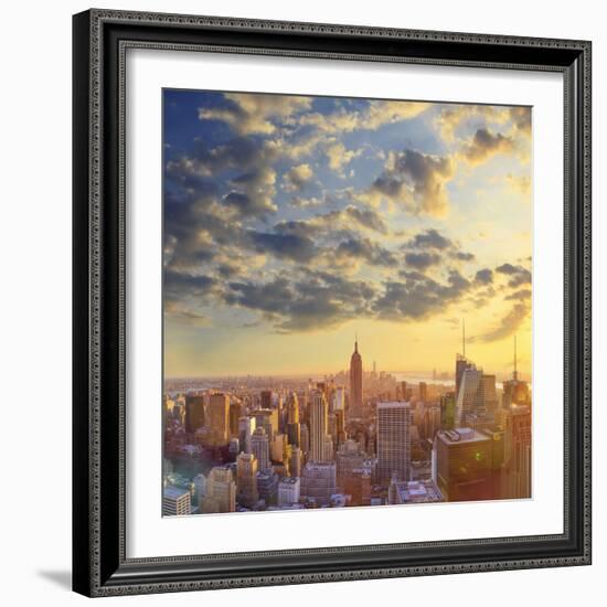 Usa, New York, Manhattan, Top of the Rock Observatory, Midtown Manhattan and Empire State Building-Michele Falzone-Framed Photographic Print