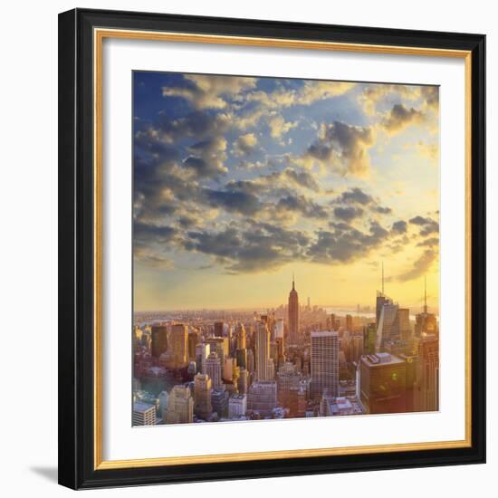 Usa, New York, Manhattan, Top of the Rock Observatory, Midtown Manhattan and Empire State Building-Michele Falzone-Framed Photographic Print