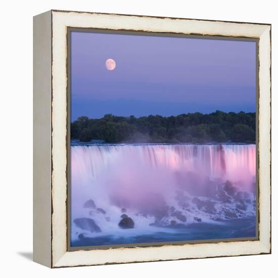 Usa, New York, Moon over American Falls at Dusk-Darwin Wiggett-Framed Premier Image Canvas