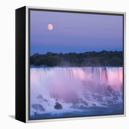 Usa, New York, Moon over American Falls at Dusk-Darwin Wiggett-Framed Premier Image Canvas