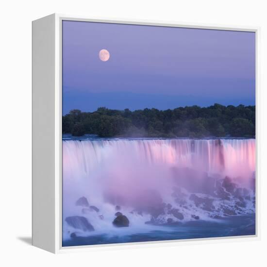 Usa, New York, Moon over American Falls at Dusk-Darwin Wiggett-Framed Premier Image Canvas