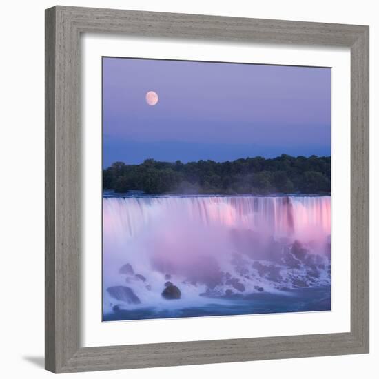 Usa, New York, Moon over American Falls at Dusk-Darwin Wiggett-Framed Photographic Print