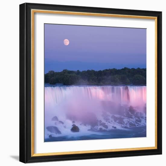 Usa, New York, Moon over American Falls at Dusk-Darwin Wiggett-Framed Photographic Print