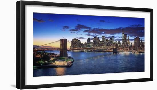 Usa, New York, New York City, Lower Manhattan and Brookly Bridge-Michele Falzone-Framed Photographic Print