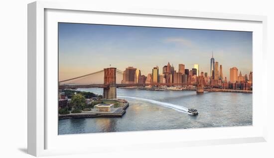 Usa, New York, New York City, Lower Manhattan and Brooklyn Bridge-Michele Falzone-Framed Photographic Print