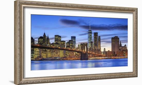 Usa, New York, New York City, Lower Manhattan and Brooklyn Bridge-Michele Falzone-Framed Photographic Print