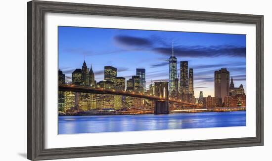 Usa, New York, New York City, Lower Manhattan and Brooklyn Bridge-Michele Falzone-Framed Photographic Print