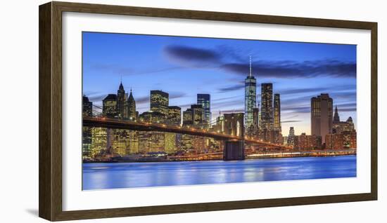 Usa, New York, New York City, Lower Manhattan and Brooklyn Bridge-Michele Falzone-Framed Photographic Print