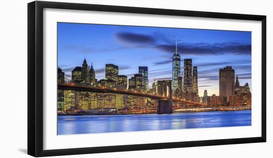 Usa, New York, New York City, Lower Manhattan and Brooklyn Bridge-Michele Falzone-Framed Photographic Print