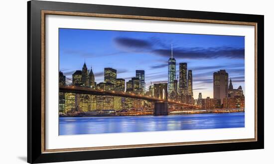 Usa, New York, New York City, Lower Manhattan and Brooklyn Bridge-Michele Falzone-Framed Photographic Print