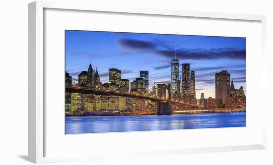 Usa, New York, New York City, Lower Manhattan and Brooklyn Bridge-Michele Falzone-Framed Photographic Print