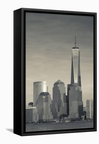 USA, New York, New York City, Lower Manhattan and Freedom Tower, Dusk-Walter Bibikow-Framed Premier Image Canvas