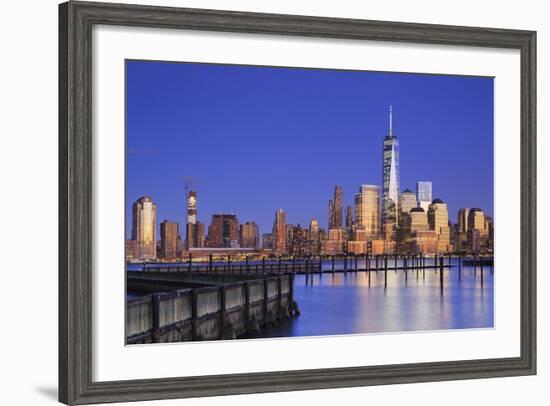 Usa, New York, New York City, Lower Manhattan Skyline from Newport Beach-Michele Falzone-Framed Photographic Print