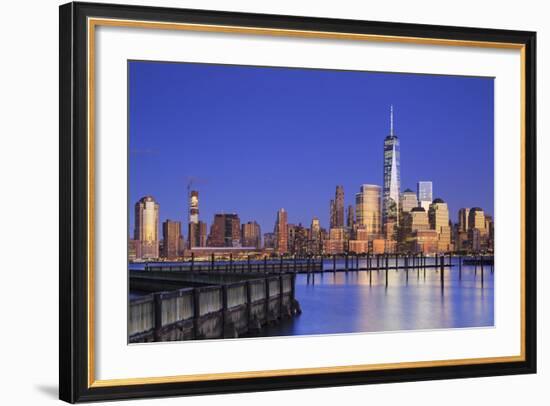 Usa, New York, New York City, Lower Manhattan Skyline from Newport Beach-Michele Falzone-Framed Photographic Print