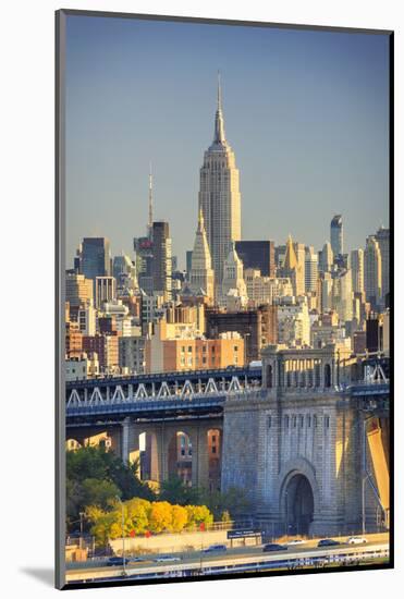 Usa, New York, New York City, Manhattan Bridge and Empire State Building-Michele Falzone-Mounted Photographic Print
