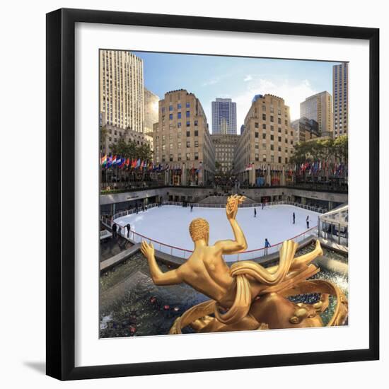 Usa, New York, New York City, Manhattan, Rockefeller Center, Ice Rink-Michele Falzone-Framed Photographic Print