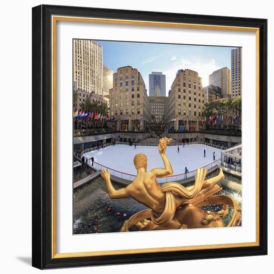 Usa, New York, New York City, Manhattan, Rockefeller Center, Ice Rink-Michele Falzone-Framed Photographic Print