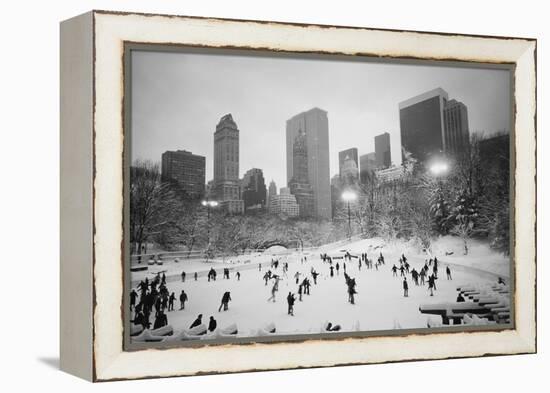USA, New York, New York City, Skaters at the Wollman Rink-Walter Bibikow-Framed Premier Image Canvas