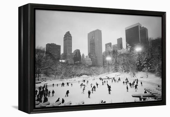 USA, New York, New York City, Skaters at the Wollman Rink-Walter Bibikow-Framed Premier Image Canvas