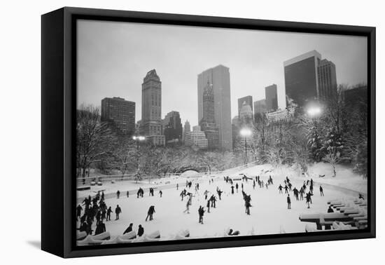 USA, New York, New York City, Skaters at the Wollman Rink-Walter Bibikow-Framed Premier Image Canvas