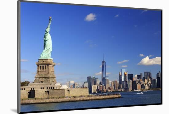 Usa, New York, New York City, Statue of Liberty and Lower Manhattan Skyline-Michele Falzone-Mounted Photographic Print