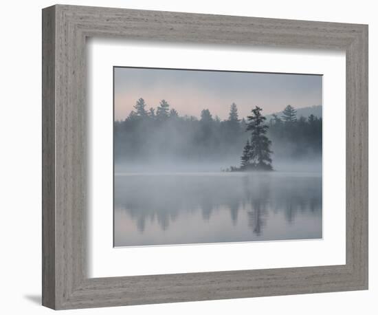 USA, New York State. Morning mist and reflections on Lake Durant, Adirondack Mountains-Chris Murray-Framed Photographic Print