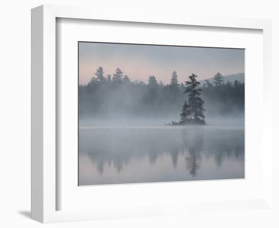 USA, New York State. Morning mist and reflections on Lake Durant, Adirondack Mountains-Chris Murray-Framed Photographic Print