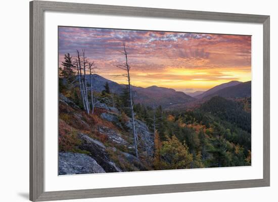 USA, New York State. Sunrise on Mount Baxter in autumn, Adirondack Mountains.-Chris Murray-Framed Premium Photographic Print