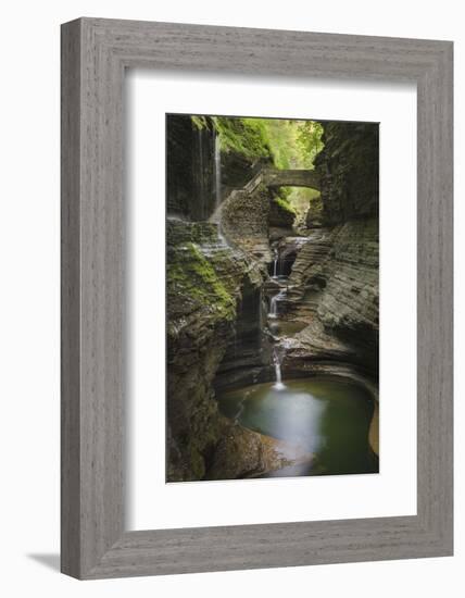 USA, New York. Waterfalls along the Gorge Trail, Watkins Glen State Park.-Alan Majchrowicz-Framed Photographic Print