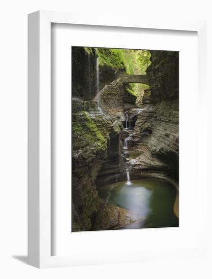 USA, New York. Waterfalls along the Gorge Trail, Watkins Glen State Park.-Alan Majchrowicz-Framed Photographic Print