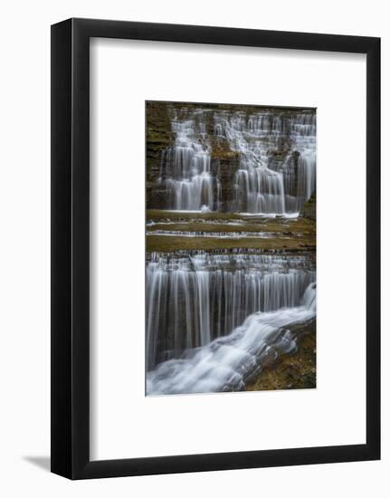 USA, New York, Watkins Glen. Waterfall cascade over rock.-Jaynes Gallery-Framed Photographic Print