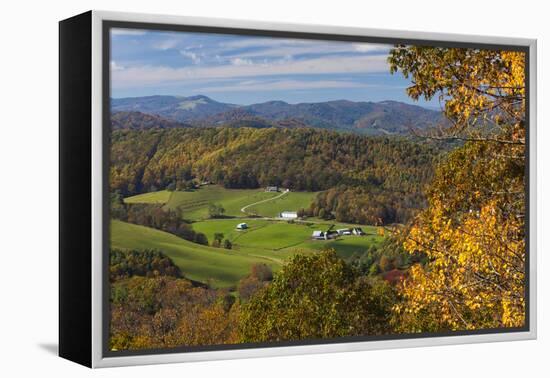 USA, North Carolina, Blowing Rock, Autumn Landscape Off of the Blue Ridge Parkway-Walter Bibikow-Framed Premier Image Canvas