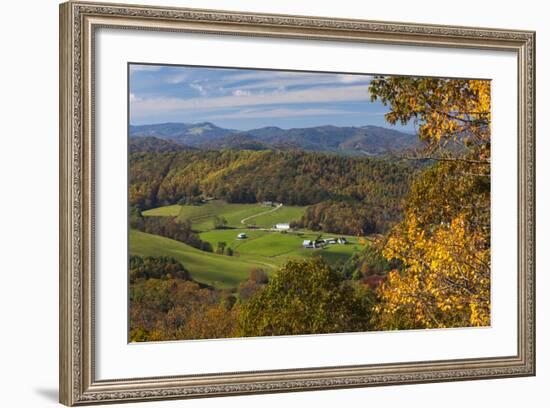 USA, North Carolina, Blowing Rock, Autumn Landscape Off of the Blue Ridge Parkway-Walter Bibikow-Framed Photographic Print