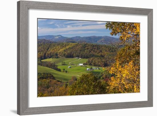 USA, North Carolina, Blowing Rock, Autumn Landscape Off of the Blue Ridge Parkway-Walter Bibikow-Framed Photographic Print