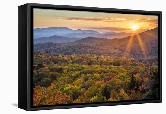 USA, North Carolina, Blue Ridge Parkway. Autumn sunset from Beacon Heights-Ann Collins-Framed Premier Image Canvas