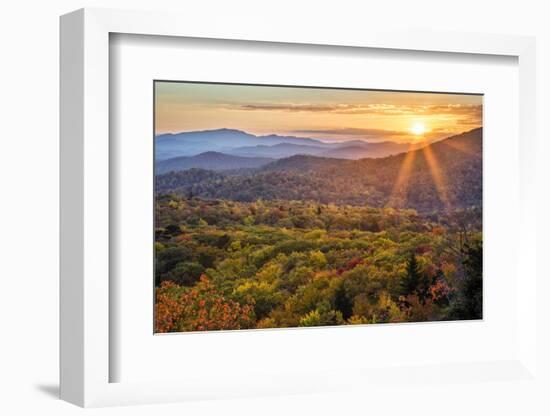 USA, North Carolina, Blue Ridge Parkway. Autumn sunset from Beacon Heights-Ann Collins-Framed Photographic Print